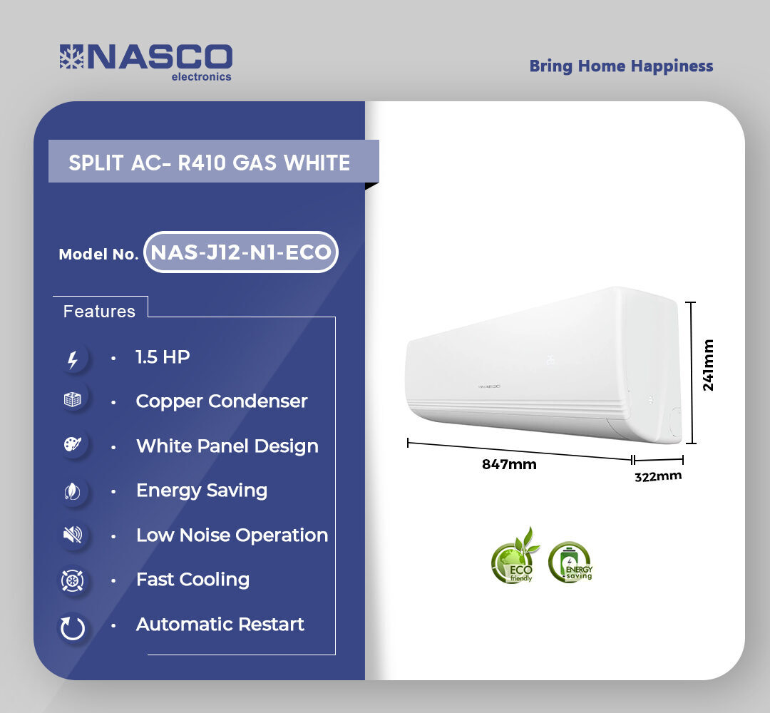 Nasco 12000BTU Split AC R410 Golden NAS-J12-N1-ECO